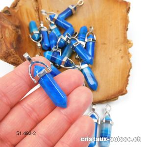 Pendentif Agate bleue biterminé avec boucle métal 4 cm. Offre Spéciale