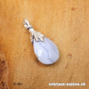 Pendentif Calcédoine bleue rubanée en argent 925