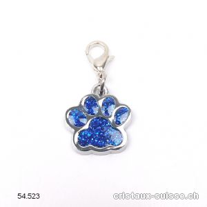 Charm Patte d'animal BLEU 1,6 cm, en métal avec fermoir