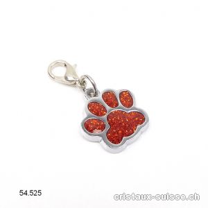 Charm Patte d'animal ORANGE FONCÉ 1,6 cm, en métal avec fermoir