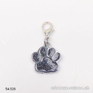 Charm Patte d'animal NOIR 1,6 cm, en métal avec fermoir