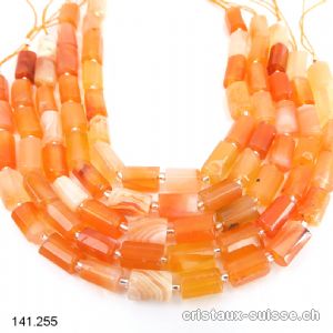 Demi-Rang Agate Abricot, tubes facettés 9 - 11 x 6 - 7 mm / 19 cm, 15 pièces