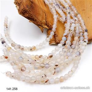 Rang Agate à dendrites 6 mm / 37 cm, env. 62 perles