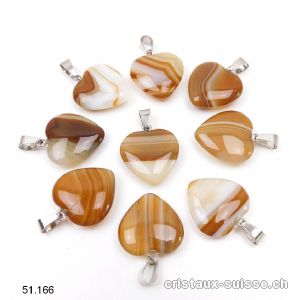 Pendentif Agate brune Café, Coeur 2 cm