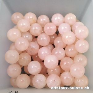 Quartz Rose, boule percée 10 mm. Qual. AB