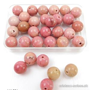 Rhodonite rose - beige, boule percée 8 - 8,5 mm. OFFRE SPECIALE