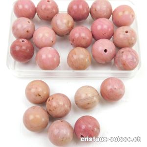 Rhodonite rose - beige, boule percée 10 mm. OFFRE SPECIALE