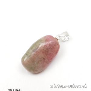 Pendentif Tourmaline Melon d'eau, boucle argent 925. Pièce unique