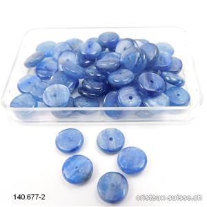 Cyanite - Disthène bleu, lentille percée 8 x épais 2 - 3 mm