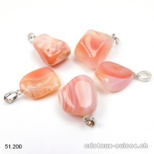 Pendentif Agate Abricot 1,5 - 2 cm, boucle argent 925