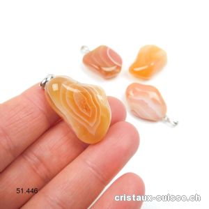 Pendentif Agate Abricot 2,3 - 2,8 cm, boucle argent 925