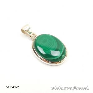 Pendentif Malachite du Congo en argent 925. Pièce unique