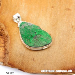 Pendentif Grenat Uvarovite cristallisé en argent 925. Pièce unique