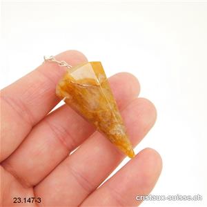 Pendule Golden Healer - Quartz-Limonite facetté. P. unique 4 cm
