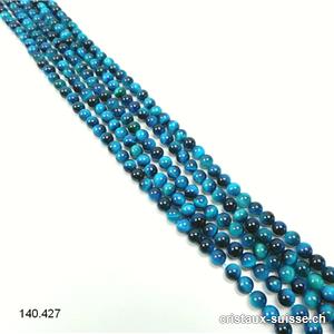 Rang Oeil de Tigre bleu - turquoise 6 - 6,5 mm / 38,5 cm, env. 62 boules 