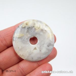 Agate Crazy Lace gris-beige, donut  4 cm. Pièce unique