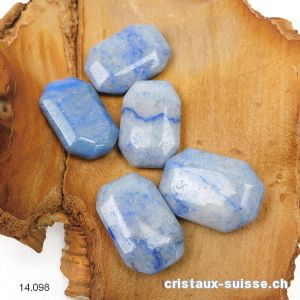 Quartz bleu, pierre anti-stress à pans coupés 3,5 x 2-2,5 cm