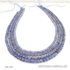 Rang Tanzanite bleu-gris 4 mm / 38 cm, env. 100 boules