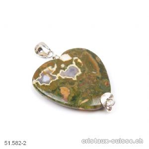 Pendentif Rhyolite opalisée Australienne, boucle argent 925. Pièce unique