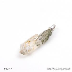 Pendentif Quartz Sceptre avec Chlorite, du Tyrol avec boucle argent. Pièce unique