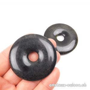 Obsidienne dorée-noire-argentée, donut 5 cm