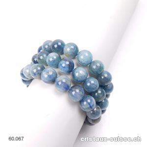 Bracelet Cyanite bleue claire - Disthène 11-12 mm, élastique 19 cm