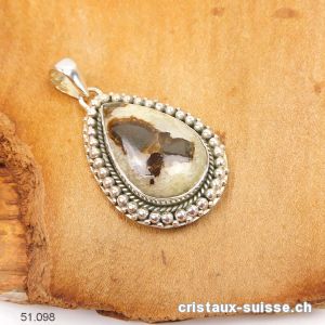 Pendentif Septarie en argent 925. Pièce unique