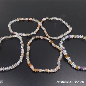 Bracelet Cristal de Roche et Diverses pierres 19 cm. Offre Spéciale