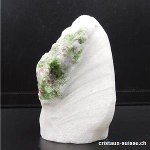 Pargasite verte et Spinelle rose dans marbre blanc. Pièce unique