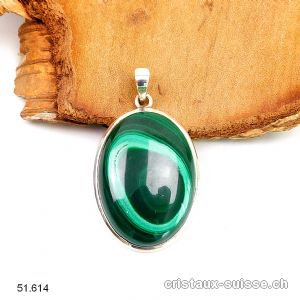 Pendentif Malachite du Congo en argent 925. Pièce unique