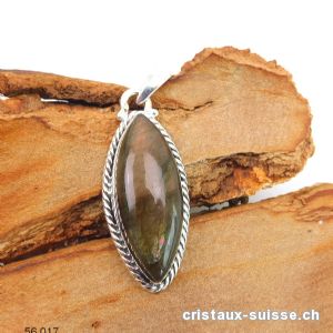 Pendentif Labradorite orange en argent 925. Pièce unique