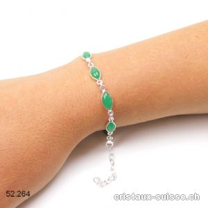 Bracelet Chrysoprase verte en argent 925. Qual. AA