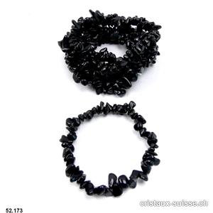 Bracelet Obsidienne noire - fumée, élastique 16,5 - 17 cm. T. XS-S