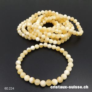 Bracelet Calcite jaune 6,5 mm, élastique 19 cm. Offre Spéciale