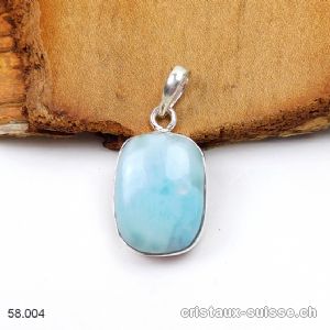 Pendentif Larimar 2 cm en argent 925. Pièce unique