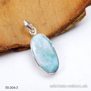 Pendentif Larimar 2,4 cm en argent 925. Pièce unique