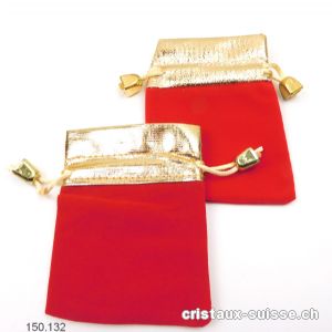 1 Pochette velours Rouge et Dorée, env. 9 x 7 cm. Offre Spéciale