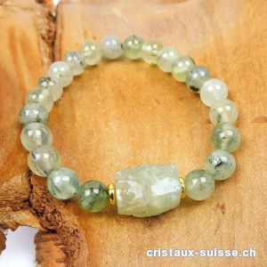 Bracelet Préhnite verte avec épidote 8-8,5 mm/19 cm. Taille M-L