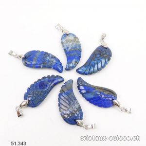 Pendentif Lapis-Lazuli, Aile d'Ange 3,5 cm avec boucle métal