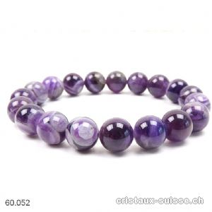 Bracelet Améthyste à Chevrons 10 mm / 19,5 cm