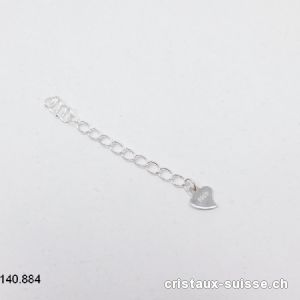 Chaînette de rallonge en argent 925 avec coeur plat. Offre Spéciale