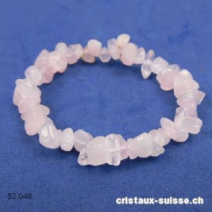 Bracelet Quartz rose, élastique 14,5 - 15 cm