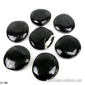 Tourmaline noire plate polie 3,6 - 4 cm / 24 à 29 grammes. Taille L