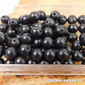 Schungite satinée, boule percée 6 mm