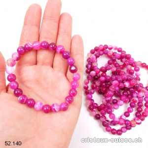 Bracelet Agate rose pink 8 mm / 18 - 18,5 cm
