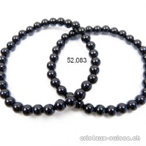 Bracelet Onyx noir 6 - 6,5 mm, élastique 19 cm. Taille ML