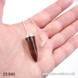 Pendule Quartz fumé 3 - 3,3 cm en argent 925