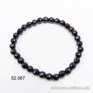 Bracelet Tourmaline noire FACETTÉE 6 mm / 19 cm