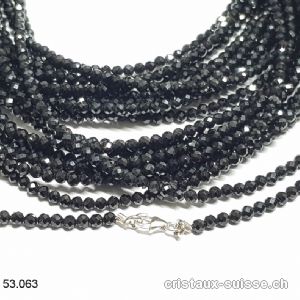 Collier Spinelle noir facetté 3 mm / 45 cm