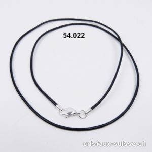 Collier cuir noir avec fermoir, 1,5 mm / long. 60 cm. OFFRE SPECIALE